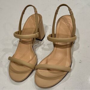 JCrew Lucie slingback block-heel sandals in leather nude beige 6.5 - NEW